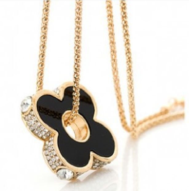 18K Gold Plated Rhinestone Crystal Long Necklace M00887