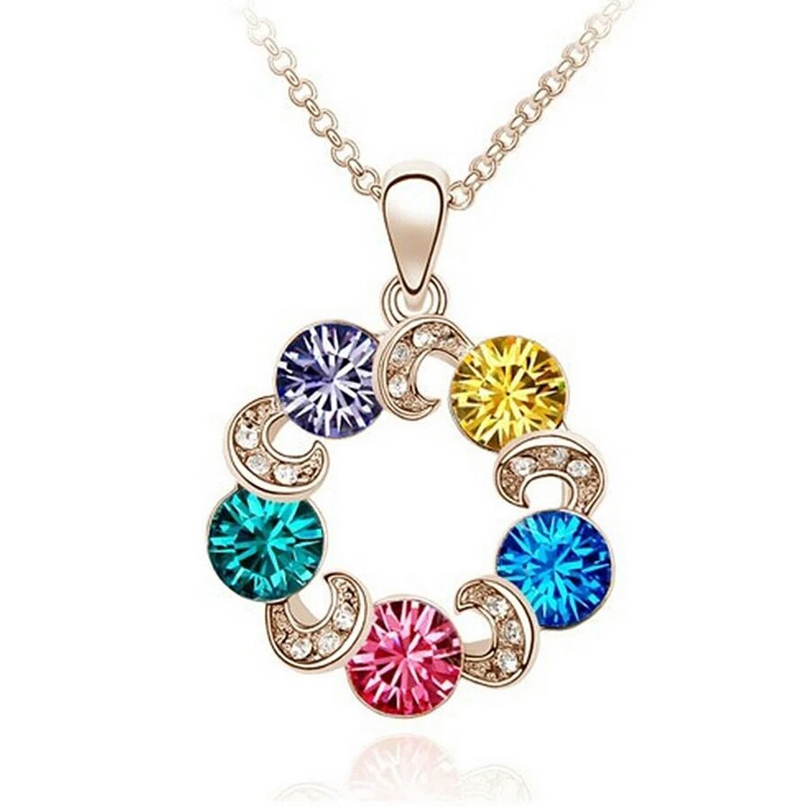 18K Gold Plated Rhinestone with Austrian Crystal Necklace M00708