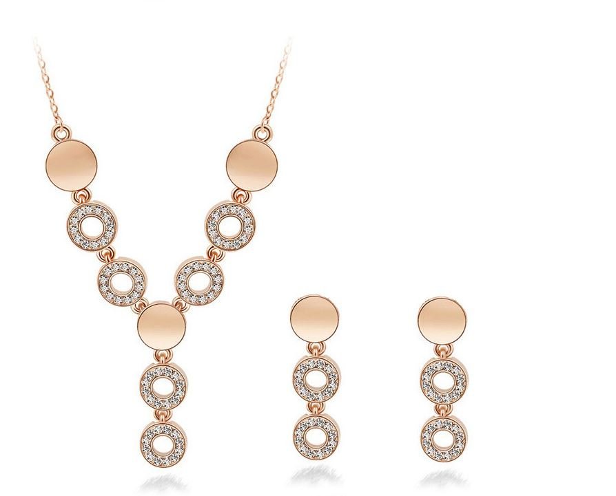 18K Gold Plated Rhinestones Wedding Jewelry Set M01054