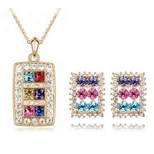 18K Gold Plated Swarovski Elements MultiColor Jewelry Set M00527