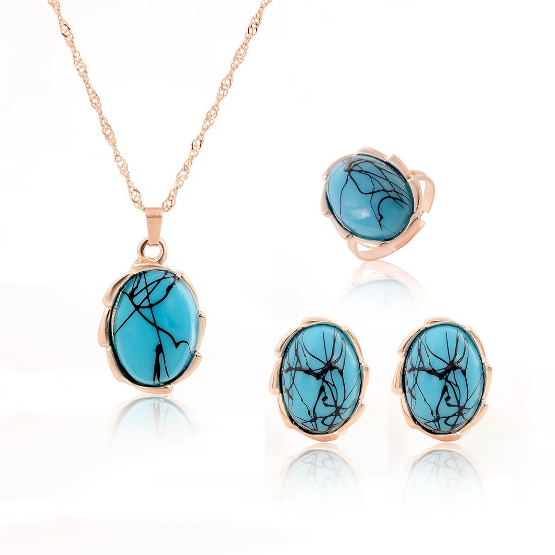 18K Gold Plated Vintage Green Jewelry Set M01208