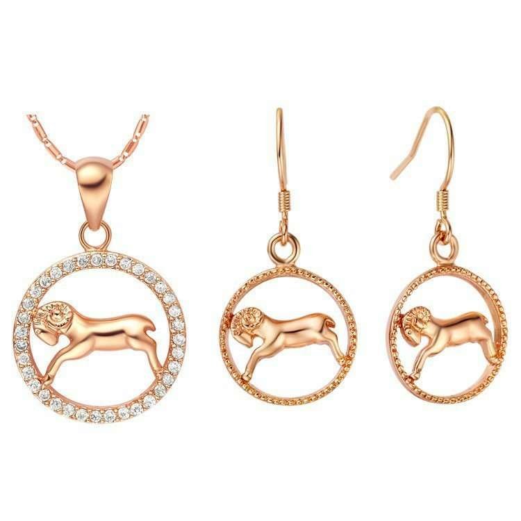 18K Gold Plated Zircon Aries Constellation Jewelry Set T001 M01294