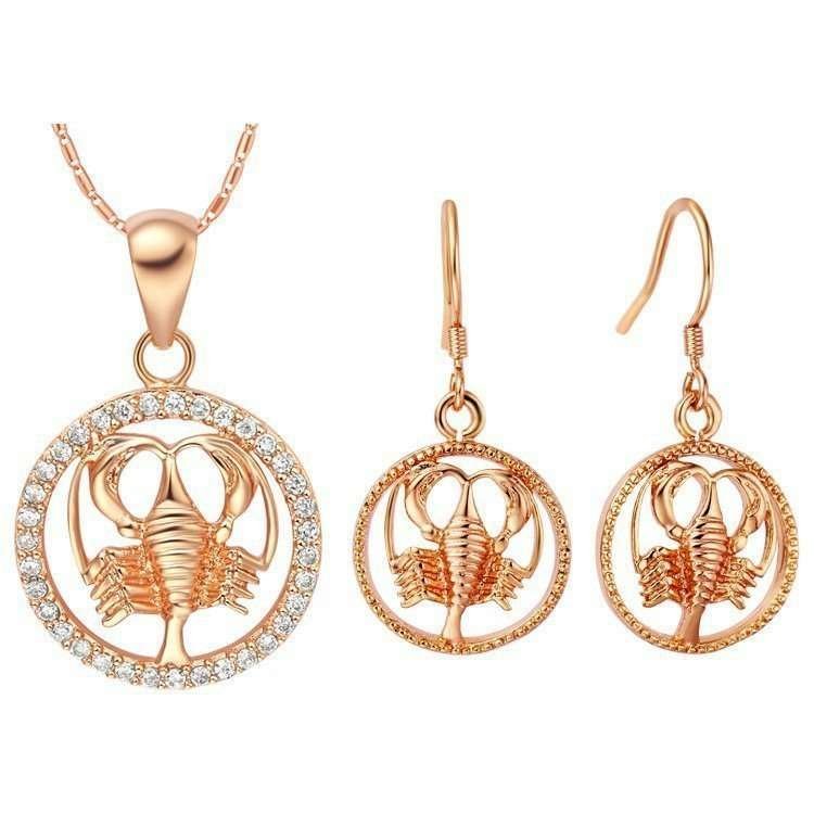 18K Gold Plated Zircon Cancer Constellation Jewelry Set T005 M01298