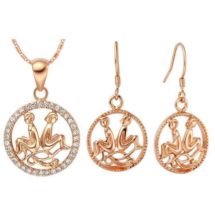18K Gold Plated Zircon Gemini Constellation Jewelry Set T004 M01297
