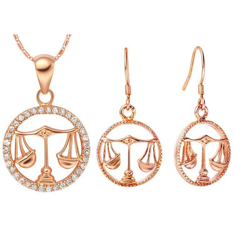 18K Gold Plated Zircon Libra Constellation Jewelry Set T008 M01301