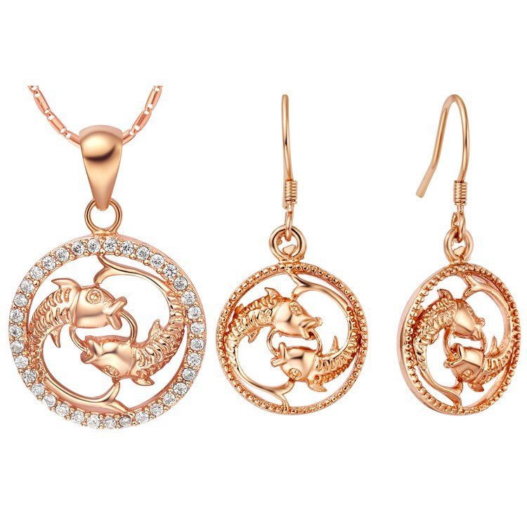 18K Gold Plated Zircon Pisces Constellation Jewelry Set T012 M01305