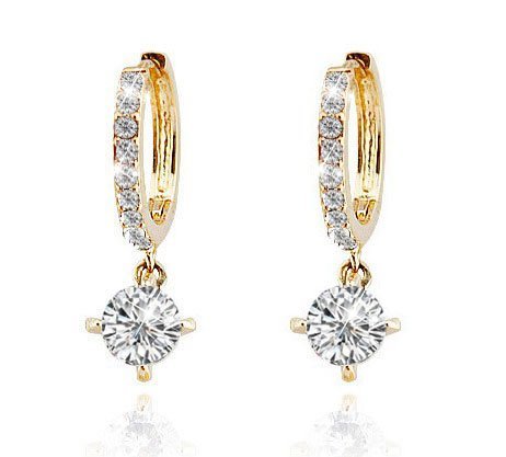 18K Gold Plated Zircon Rhinestones Austrian Crystal Gold Earrings M00626