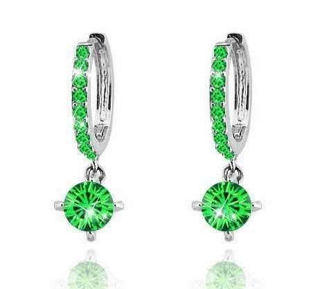 18K Gold Plated Zircon Rhinestones Austrian Crystal Green Earrings M00634