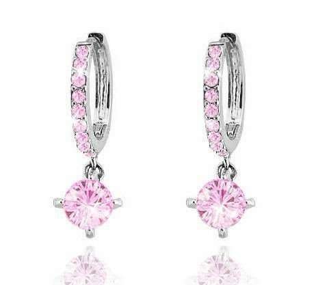 18K Gold Plated Zircon Rhinestones Austrian Crystal Pink Earrings M00629