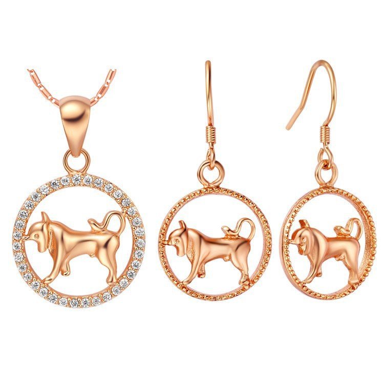 18K Gold Plated Zircon Taurus Constellation Jewelry Set T002 M01295