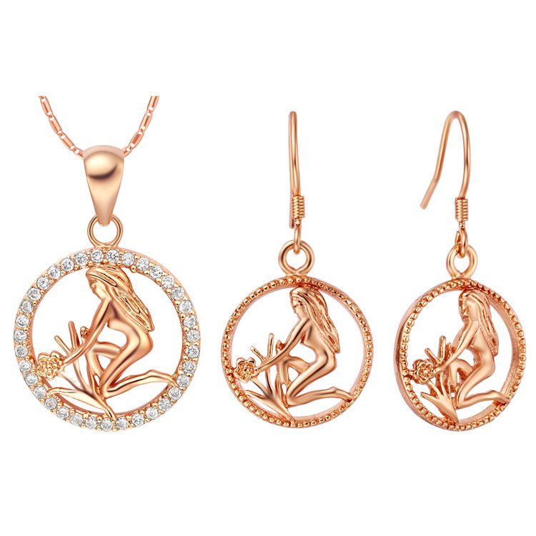 18K Gold Plated Zircon Virgo Constellation Jewelry Set T007 M01300