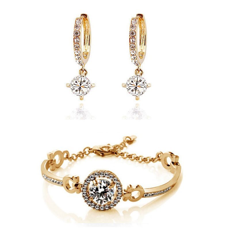 18K Gold Plated Zirconia Wedding Jewelry Set M00987
