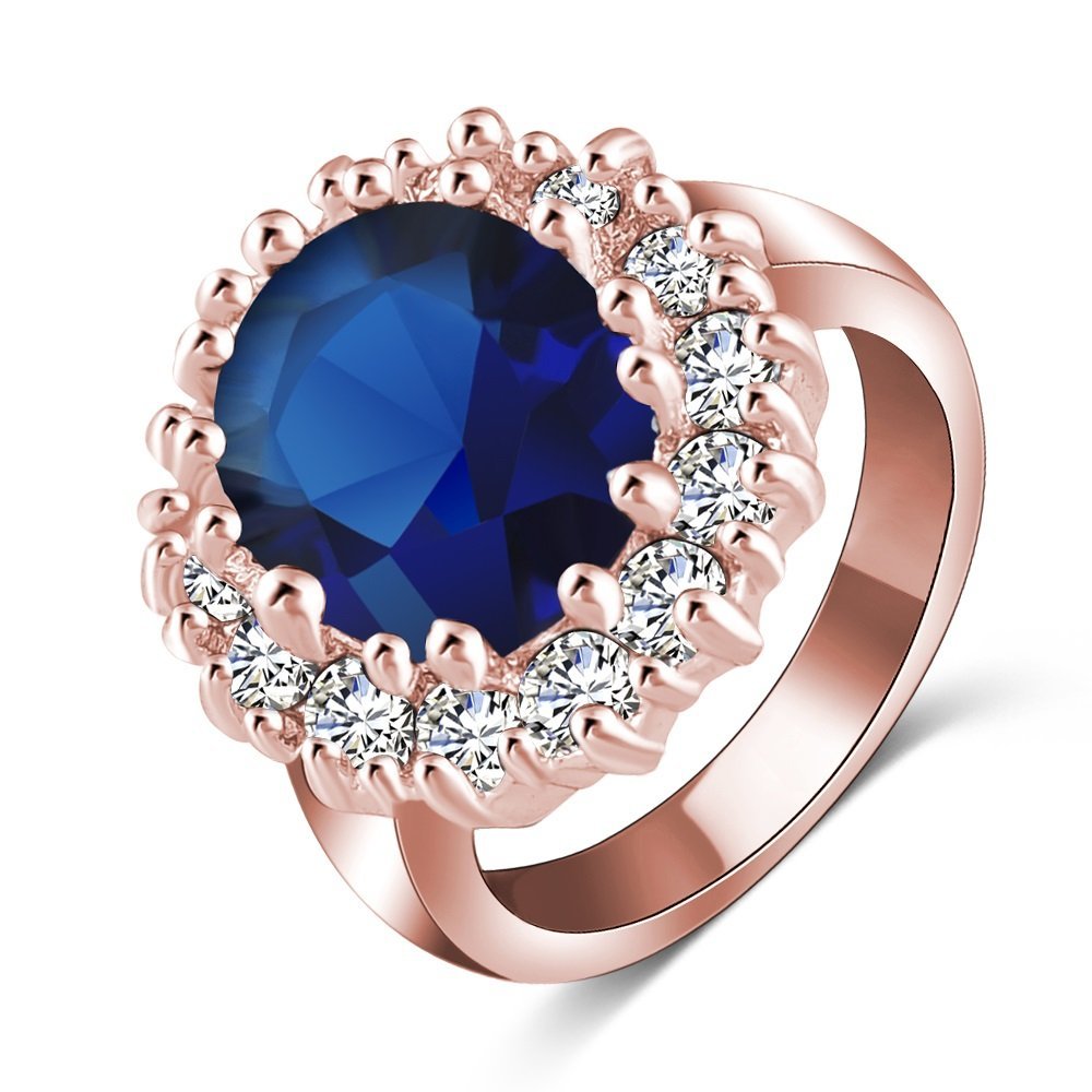 18K Real Gold Plated 3 Times Blue Ring M01929