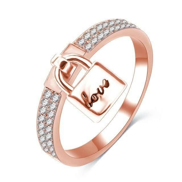 18K Real Gold Plated 3 Times Lock Ring M01926