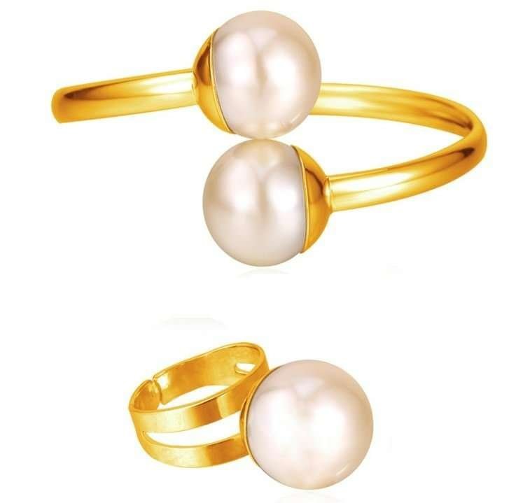 18K Real Gold Plated 3 Times Pearls Jewelry Set M02091