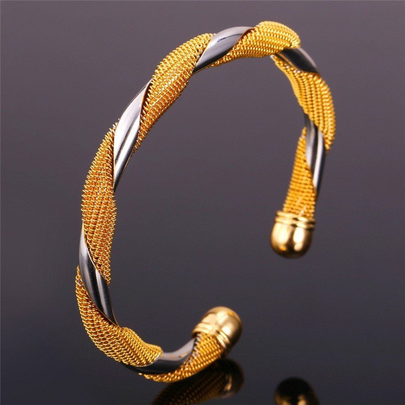 18K Real Gold Plated Environmental Friendly Copper Alloy Bangle M01634