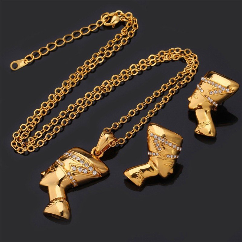 18K Real Gold Plated Environmental Friendly Copper Alloy Egypt Queen Jewelry Set M01580