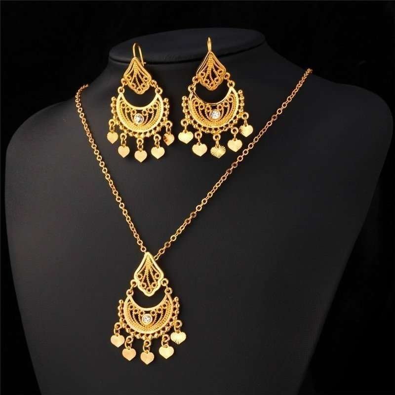 18K Real Gold Plated Environmental Friendly Copper Alloy Indian Desgin Jewelry Set M01581