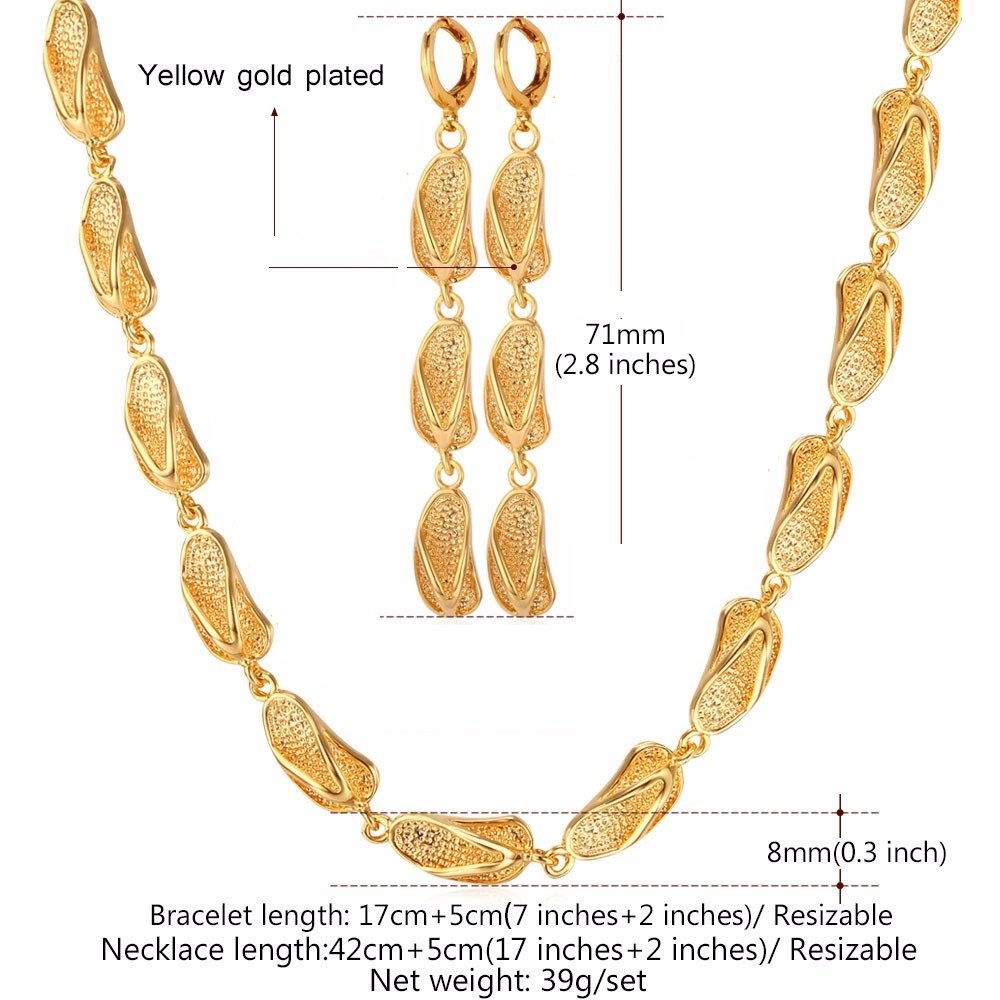 18K Real Gold Plated Environmental Friendly Copper Alloy Jewelry Set M01569
