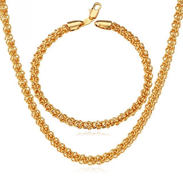 18K Real Gold Plated Environmental Friendly Copper Alloy Jewelry Set M01804