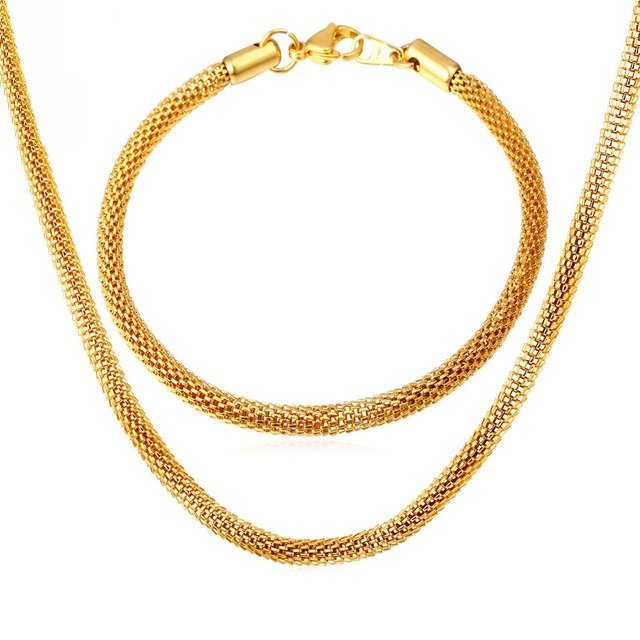 18K Real Gold Plated Environmental Friendly Copper Alloy Jewelry Set M01805