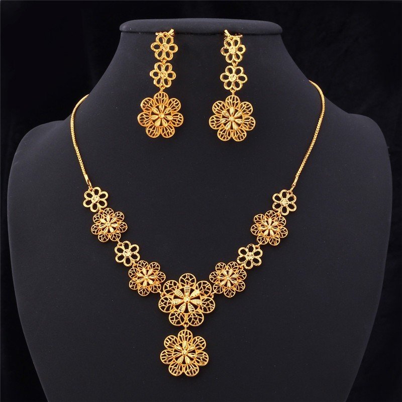 18K Real Gold Plated Environmental Friendly Copper Alloy Jewelry Set M01818