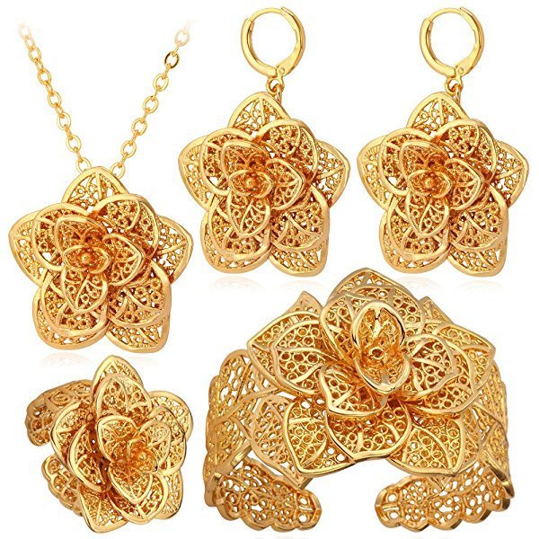 18K Real Gold Plated Environmental Friendly Copper Alloy Jewelry Set M01904