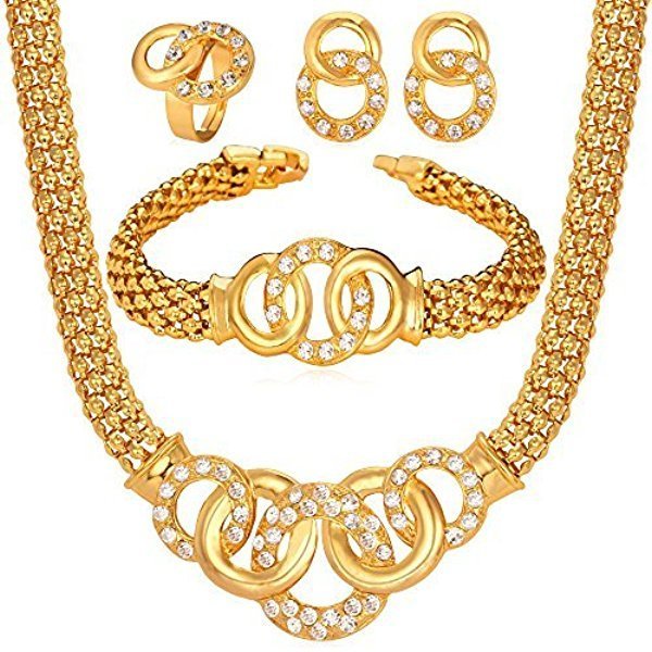18K Real Gold Plated Environmental Friendly Copper Alloy Jewelry Set M01906