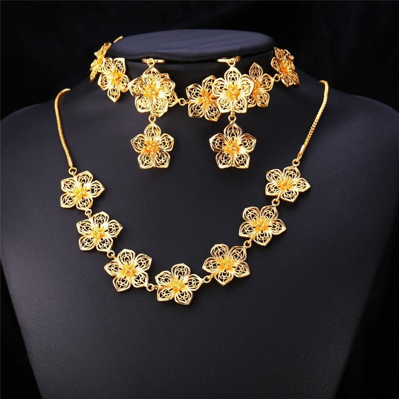 18K Real Gold Plated Environmental Friendly Copper Alloy Jewelry Set M02234