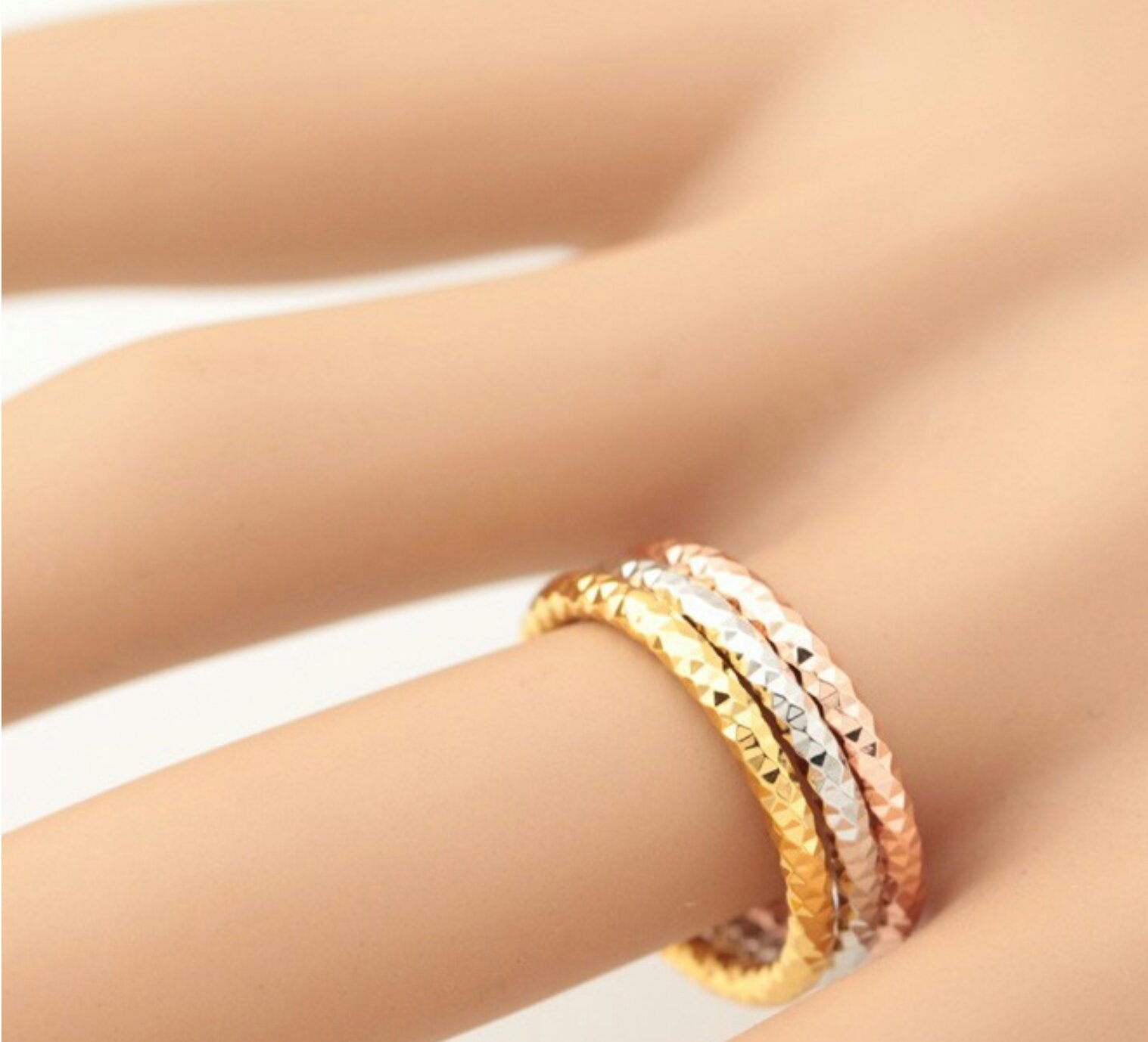 18K Real Gold Plated Environmental Friendly Copper Alloy Ring Set M01646