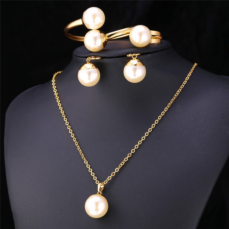 18K Real Gold Plated Fresh Water Pearl 36 Gram Jewellery Set M01466