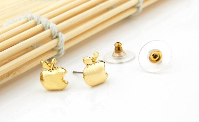 18K Real Gold Plated Lovely Mini Apple Earrings M00688