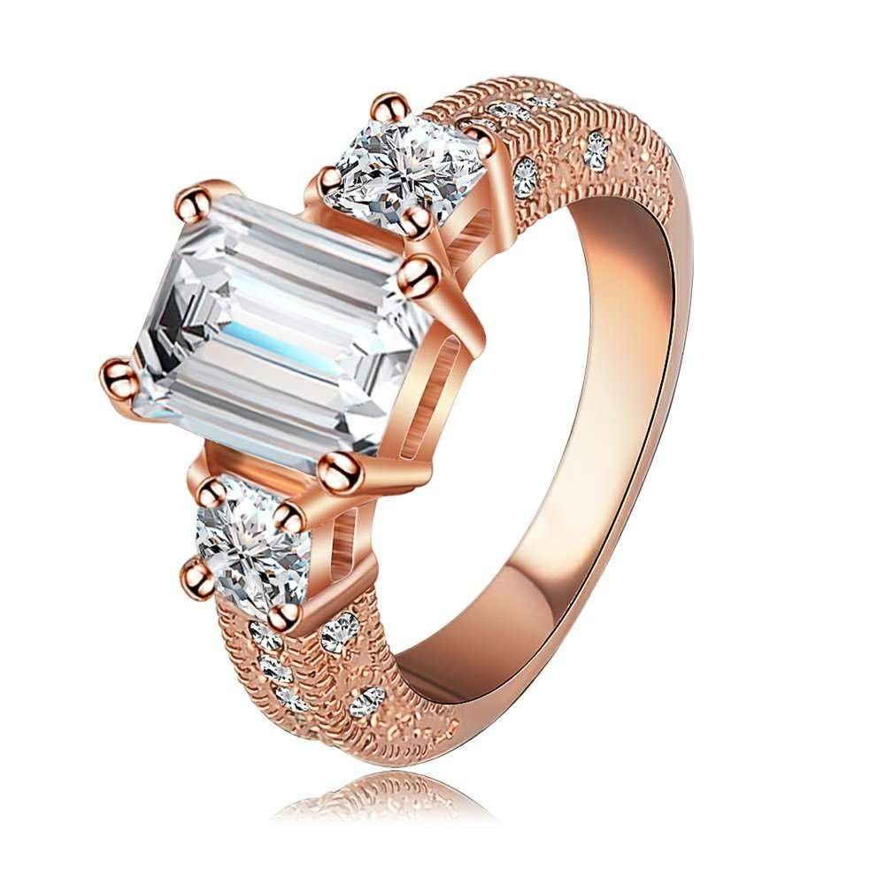 18K Real Rose Gold Plated Austrian Crystal Wedding Ring M00948