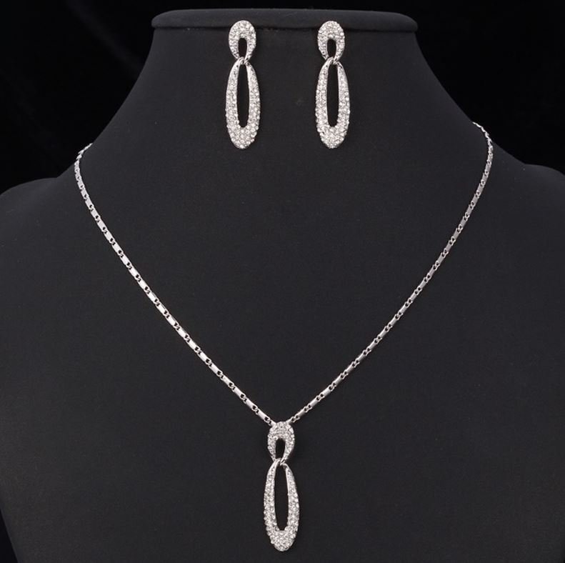 18K Real White Gold Plated Zircon Jewelry Set M02192