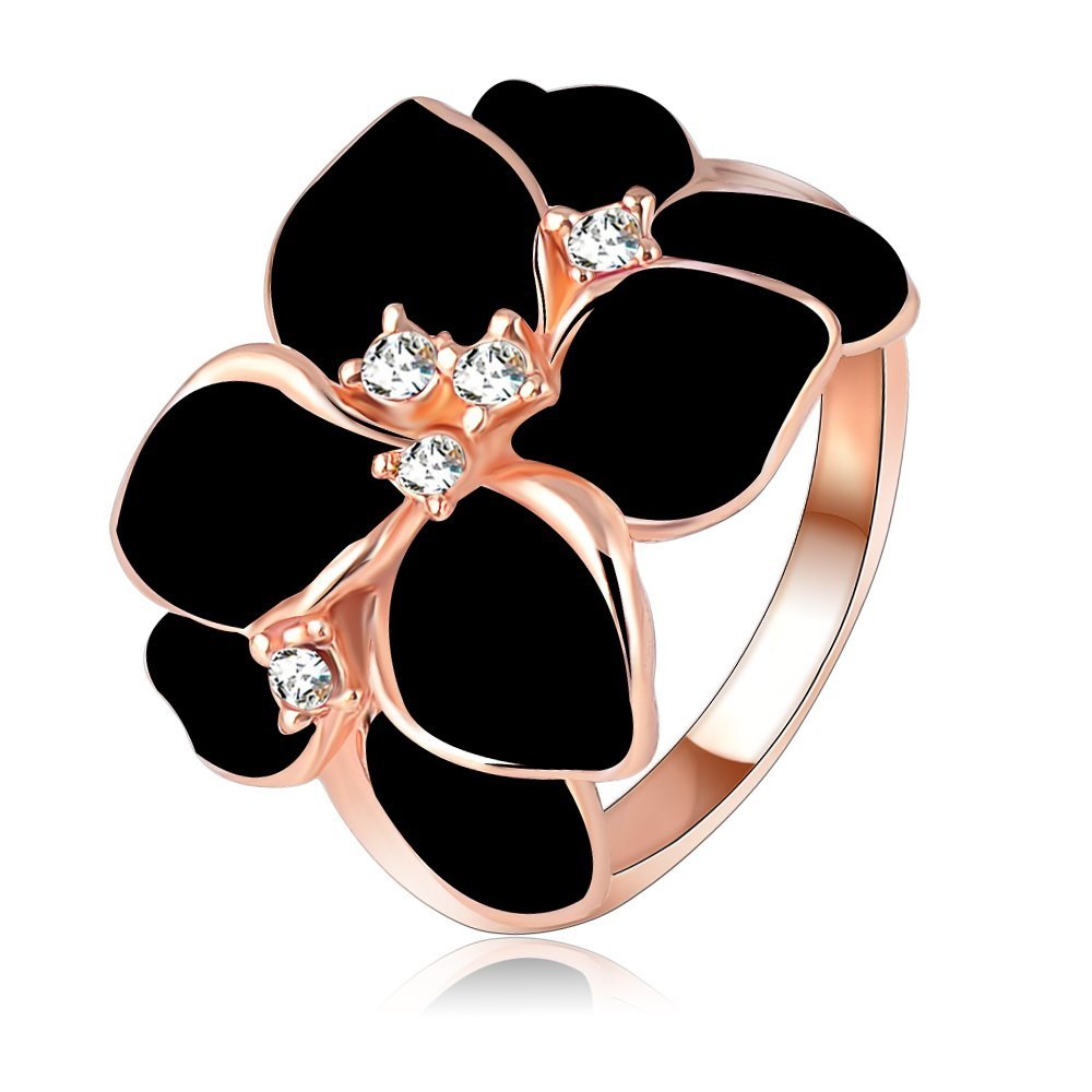 18K Rose Gold Plated 3 Times Austrian Crystal Enamel Ring M01462