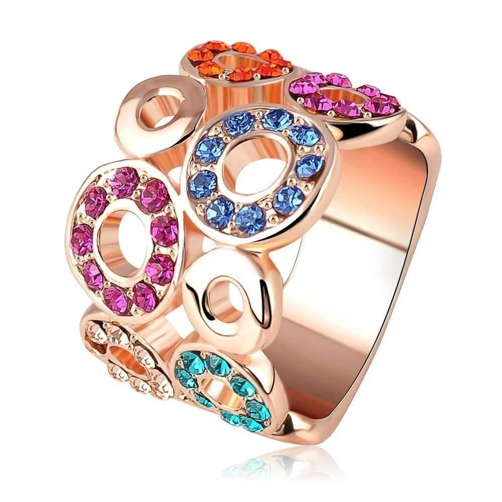 18K Rose Plated 3 Times Genuine Austrian Crystals Ring M01540