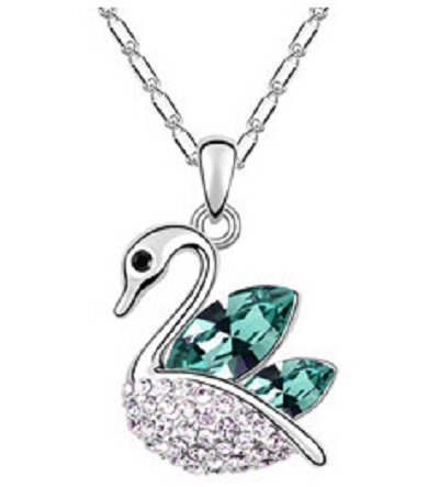 18K White Gold Plated Austrian Crystal Blue Necklace M01073