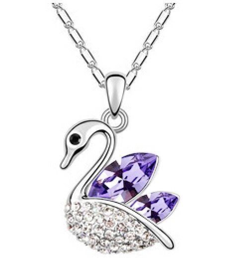 18K White Gold Plated Austrian Crystal Violet Necklace M01071