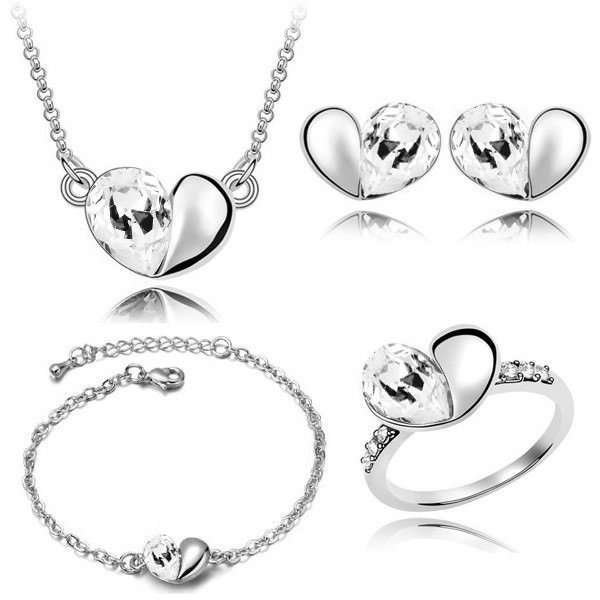 18K White Gold Plated Austrian Crystal and Rhinestone Jewelry Set M01185