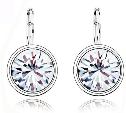 18K White Gold Plated Austrian Crystals Earrings M00795