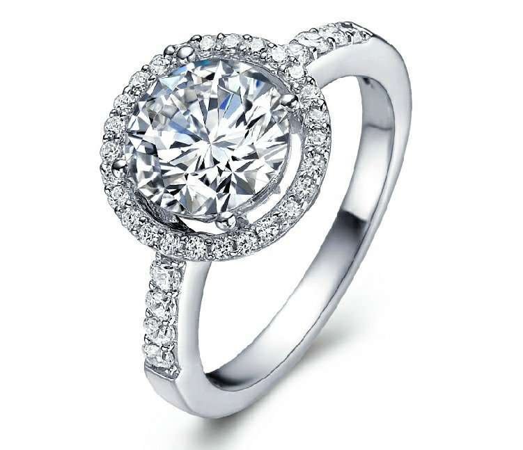 18K White Gold Plated Austrian Crystals Ring M00990