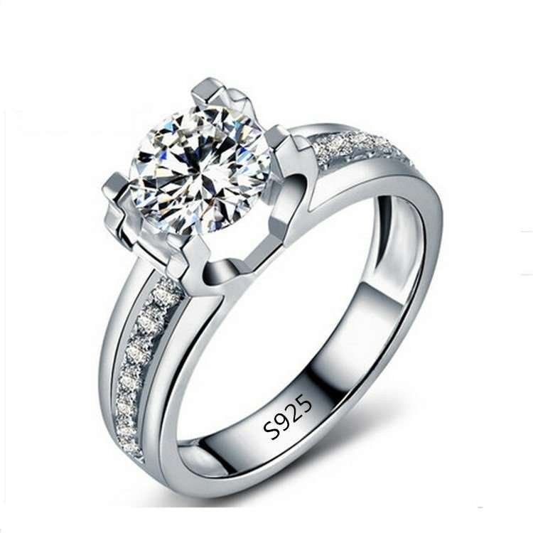 18K White Gold Plated CZ Diamond Wedding Ring M01616