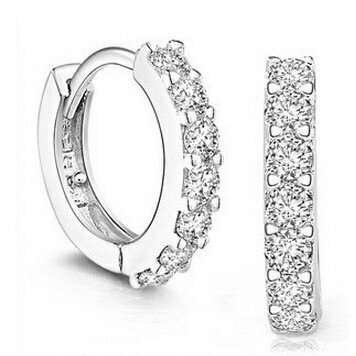 18K White Gold Plated Cubic Zirconia Hoop Earrings M01485