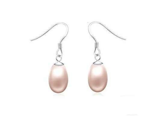18K White Gold Plated Freshwater Pink Pearl Earrings M01505