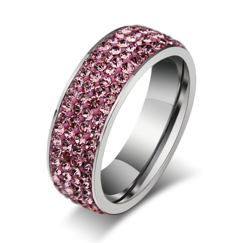 18K White Gold Plated Pink Swarvoski Elements Ring M00864