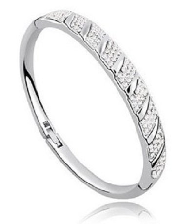 18K White Gold Plated Rhinestone Bracelet M01064