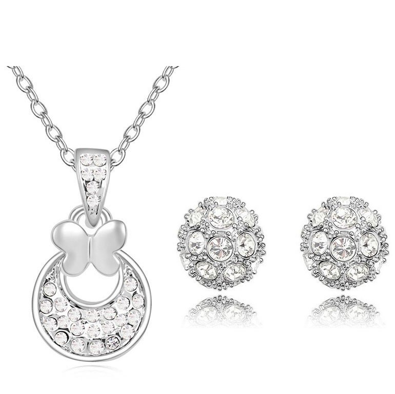 18K White Gold Plated Rhinestone Crystal Jewelry Set M00962
