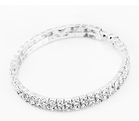 18K White Gold Plated Rhinestone Crystals Elastic String Bracelet M00806