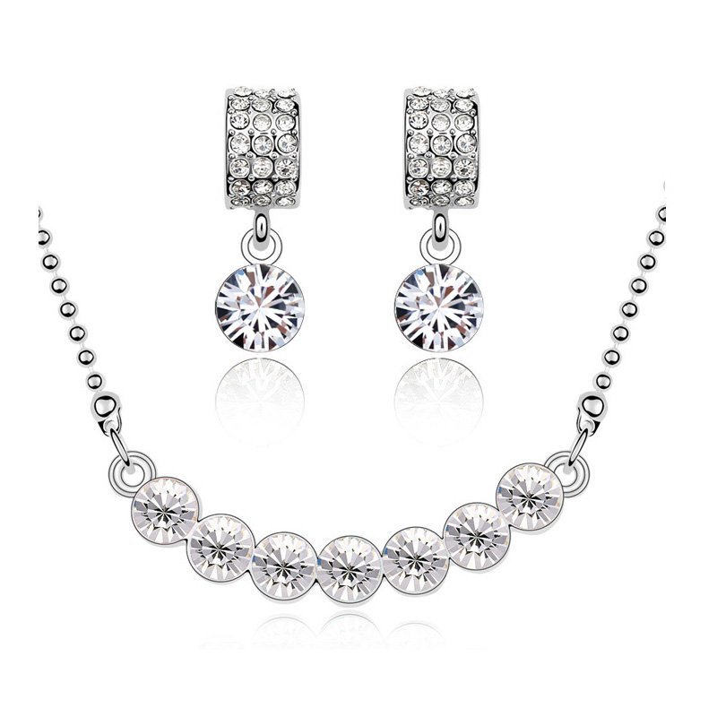 18K White Gold Plated Rhinestone Crystals Wedding Bridal Jewellery Set M00765