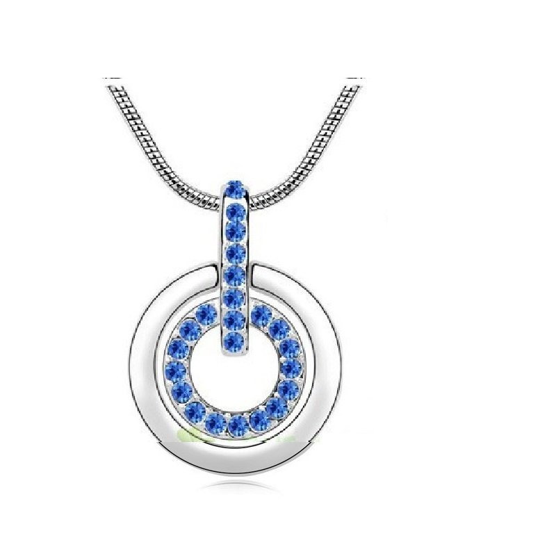 18K White Gold Plated Rhinestone and Austrian Crystals Blue Jewellery Set M00775